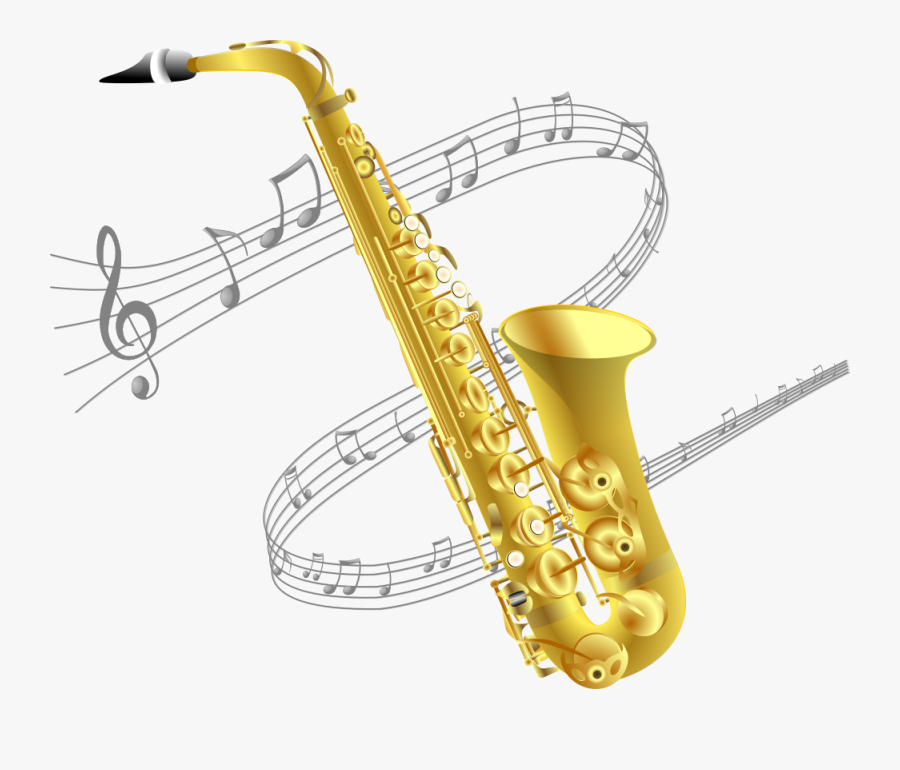Saxophone With Music Background, Transparent Clipart