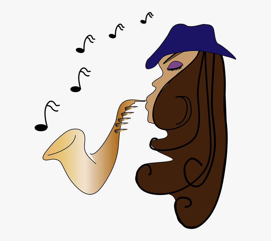 Jazz, Musician, Saxophone, Female, Music, Instrument - Jazz Cartoon Png, Transparent Clipart