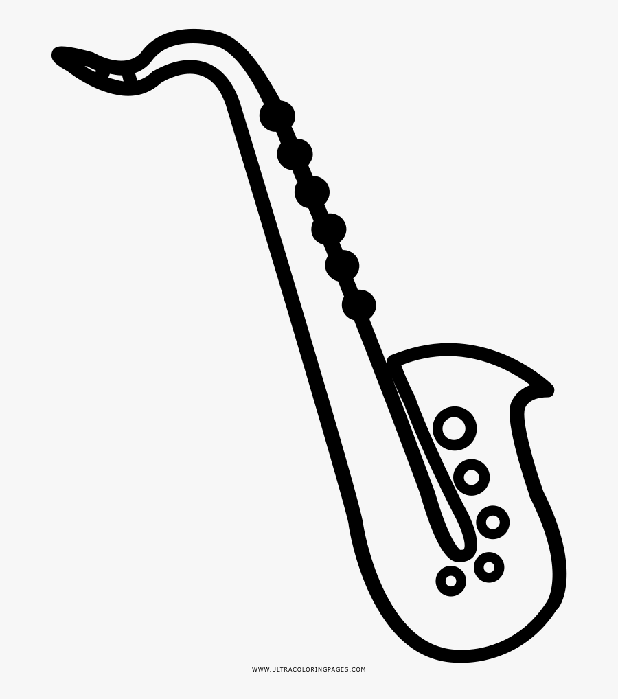 Saxophone Coloring Page, Transparent Clipart