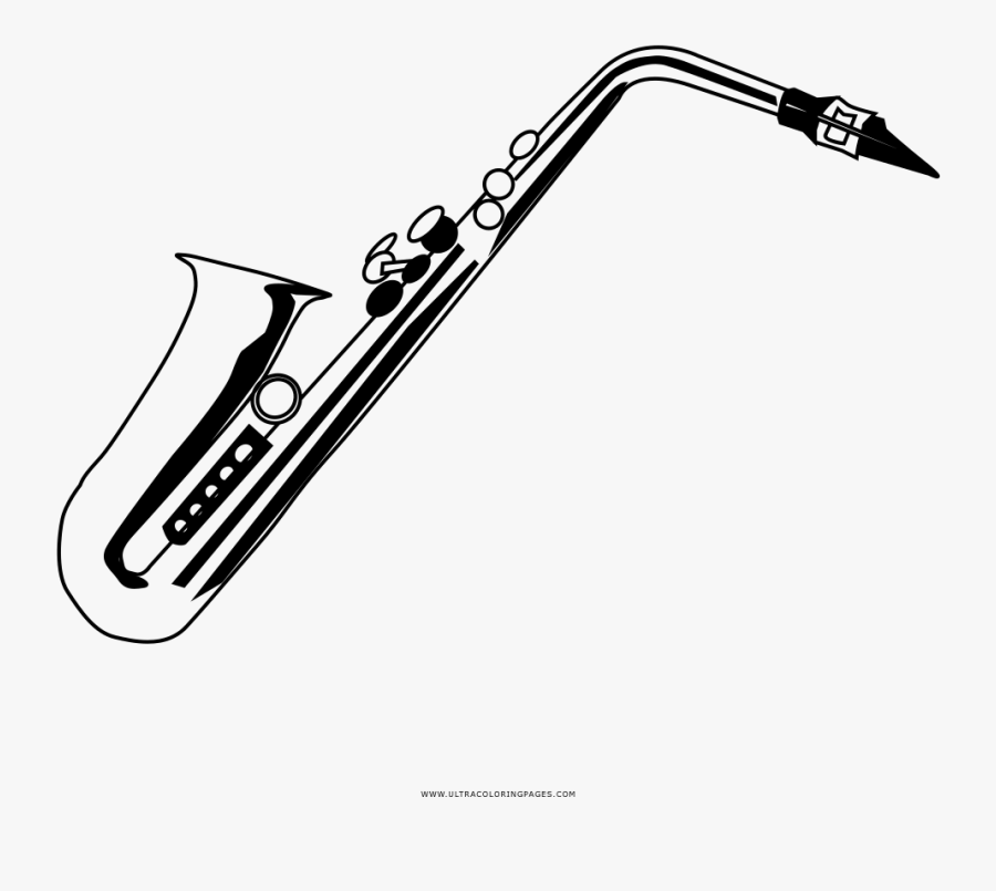 Saxophone Coloring Page, Transparent Clipart