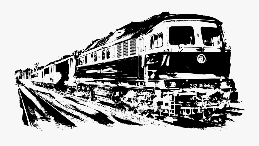 Monochrome Photography,rolling Stock,track - Electric Train Clipart Black And White, Transparent Clipart
