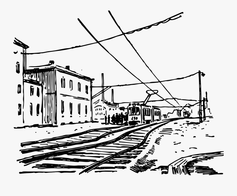 Rail Transport Passenger Car - Black And White Train Scene, Transparent Clipart