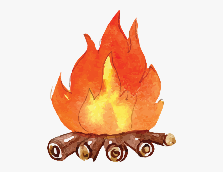 Watercolor Camp Fire, Transparent Clipart