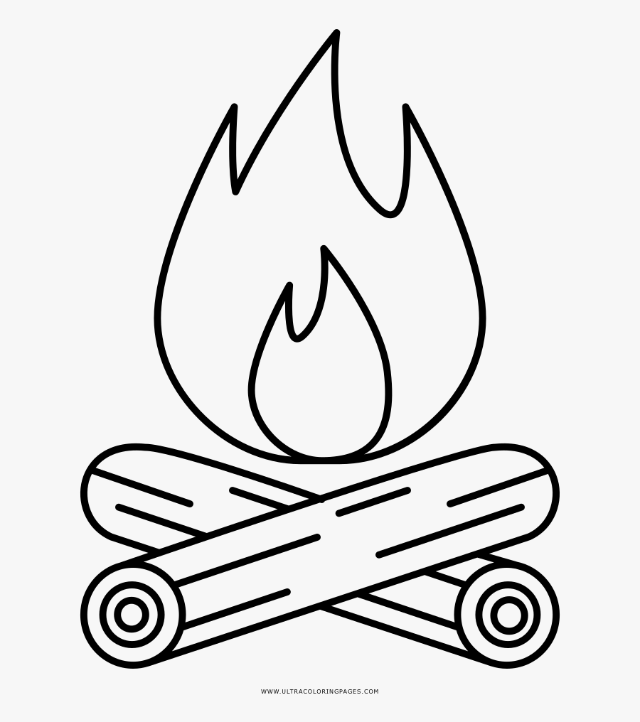 Campfire Coloring Page - Camp Fire Line Drawing, Transparent Clipart
