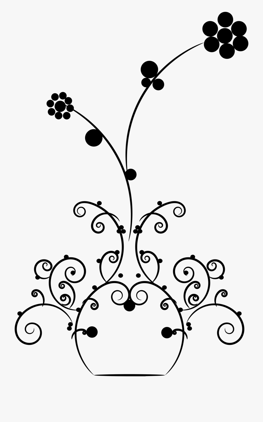 Abstract Flourish Vase With Flowers - Vase, Transparent Clipart