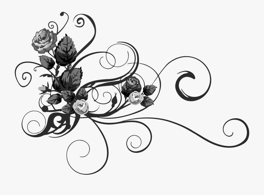 Rose Floral Flourish Big - Floral Flourish Clipart, Transparent Clipart