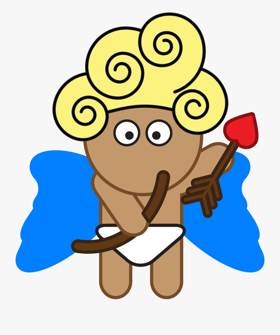 Cupid, Baby, Diaper, Arrow, Bow, Blond, Wings, Cartoon - Amor Arrow, Transparent Clipart