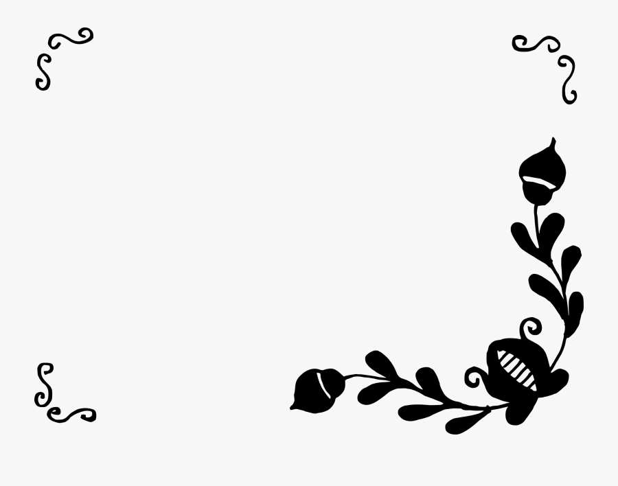 Flower Frame Black And White Png, Transparent Clipart