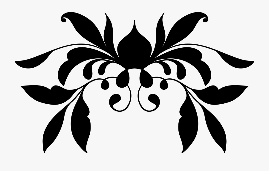 Floral Flourish Ornament - Flourish Clip Art Black And White, Transparent Clipart