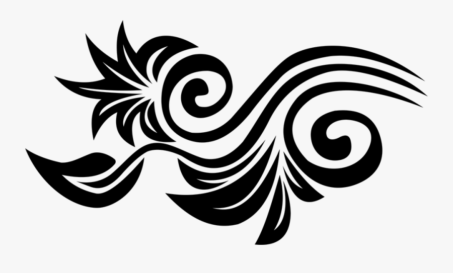 Flourishes Clipart Flower - Motif Black And White, Transparent Clipart