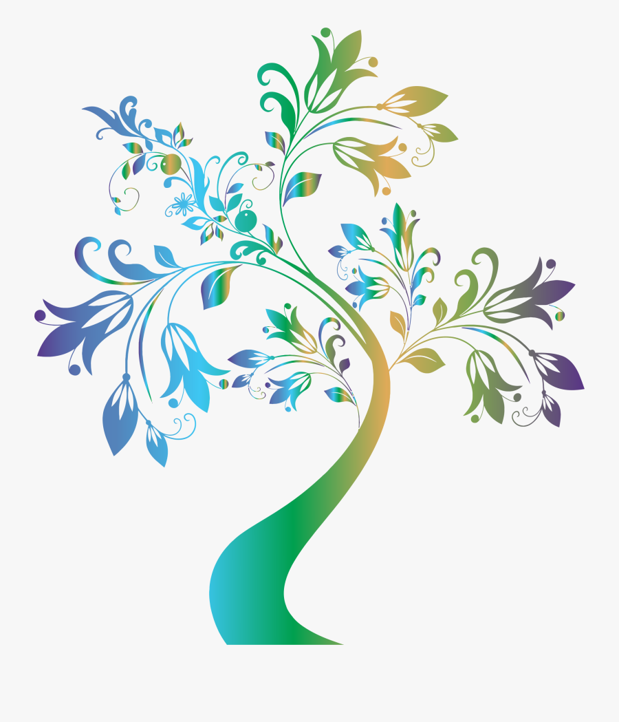 Clipart Tree Flourish Clipart - Black And White Tree Clipart, Transparent Clipart