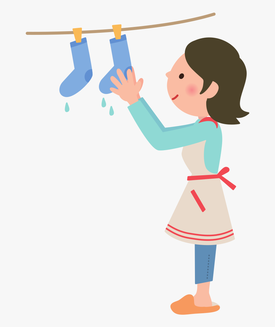 Woman Hanging Out Laundry On The Clothesline - Hang Out The Laundry, Transparent Clipart