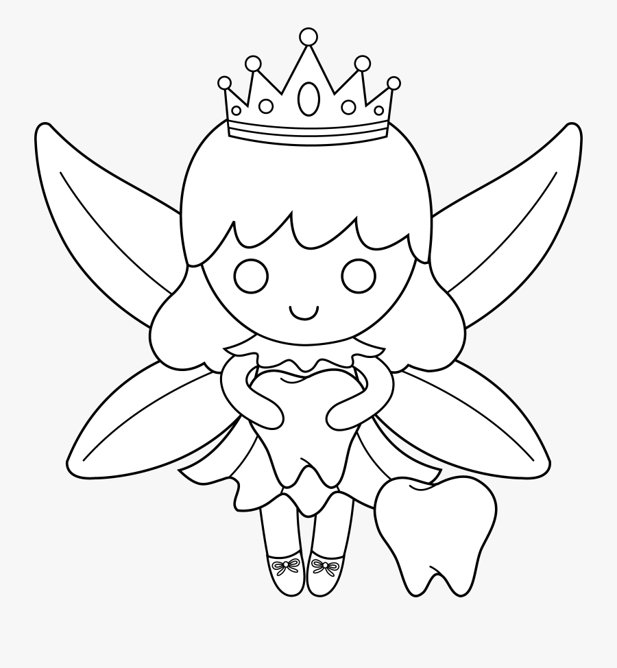 Tooth Fairy Clip Art Black And White - Tooth Fairy Colouring Pages, Transparent Clipart
