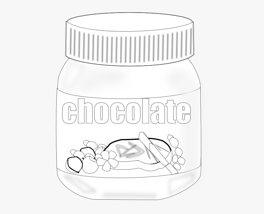 Food Jar Of Chocolate Jar Of Chocolate Black White - Nutella Jar Coloring Page, Transparent Clipart