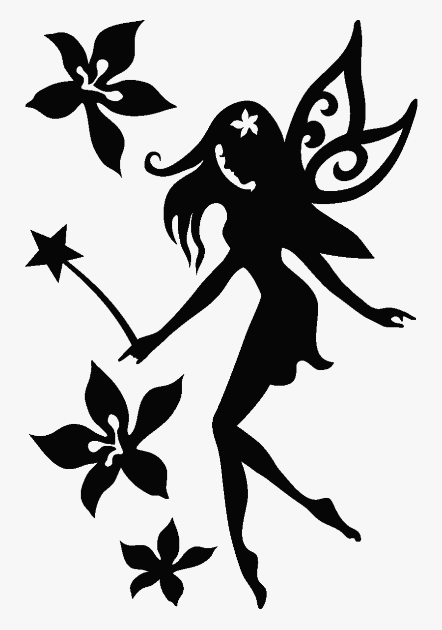Clip Art Fairy Black And White - Flower Fairy Clip Art Black And White, Transparent Clipart