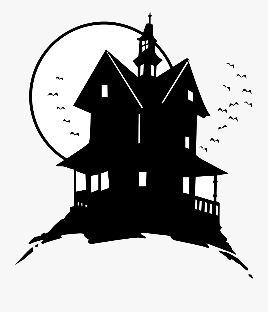 Transparent Houses Clipart Black And White - Scary House Clip Art, Transparent Clipart