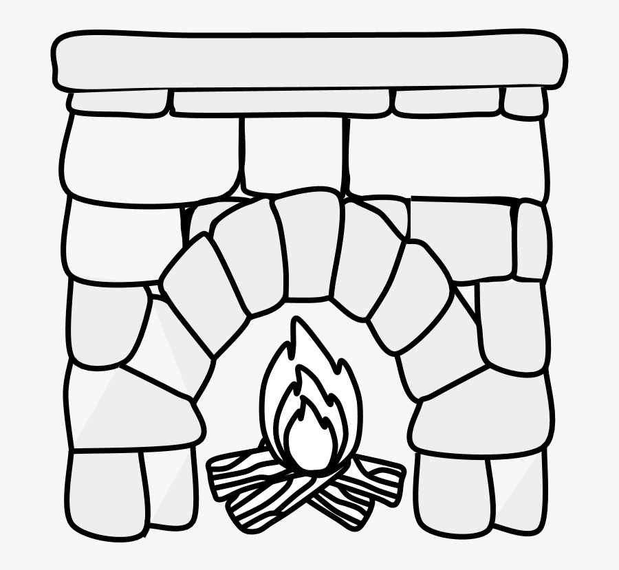 Transparent Log Fire Clipart - Fireplace Black And White Clipart, Transparent Clipart