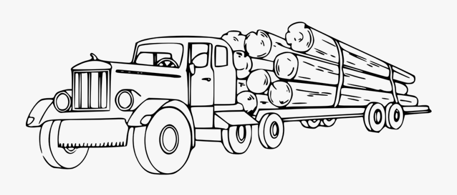 Logging, Log Truck, Hauling Logs, Lumber, Lumber Truck - Log Truck Clip Art Black And White, Transparent Clipart