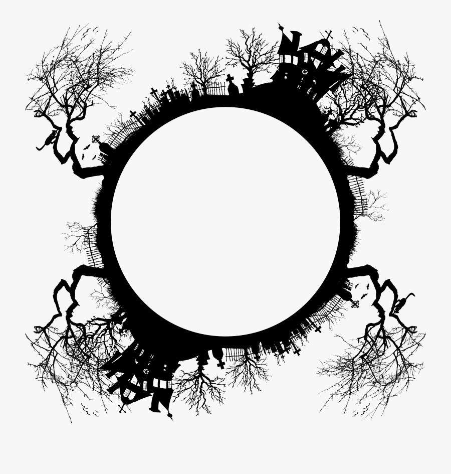 Drawing Halloween Scene - Haunted House Transparent Background, Transparent Clipart