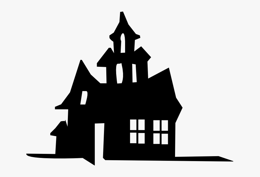 Haunted House Silhouette Stencil - House Silhouette Free Vector Art, Transparent Clipart