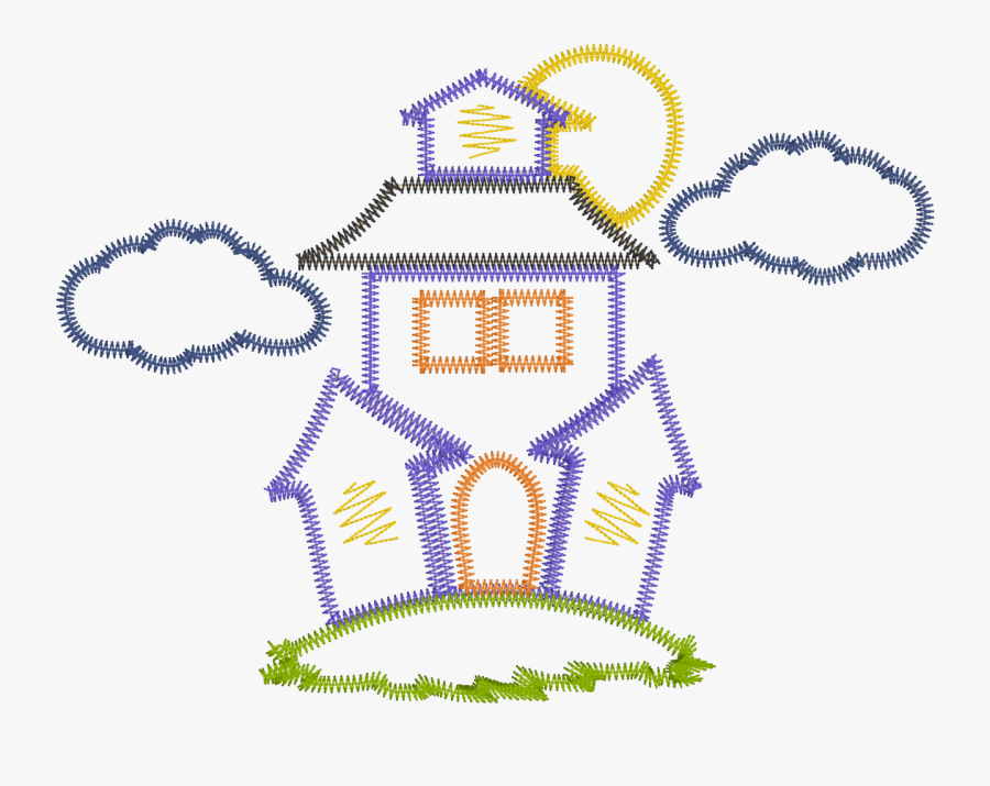Haunted House Applique, Transparent Clipart
