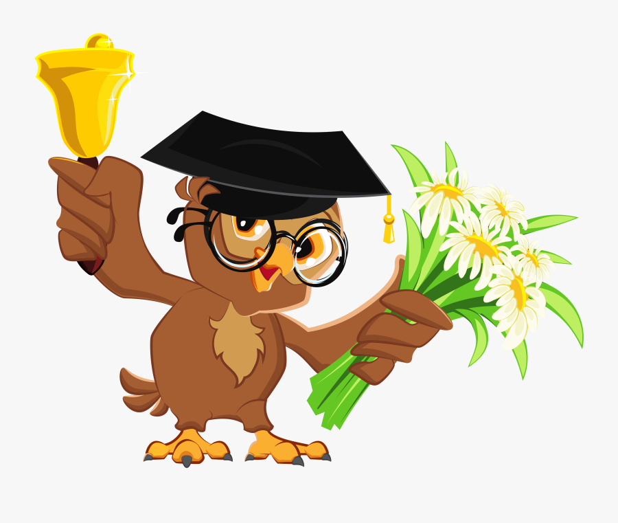 Owl With School Bell Png Clipart Picture - School Bell Clipart, Transparent Clipart