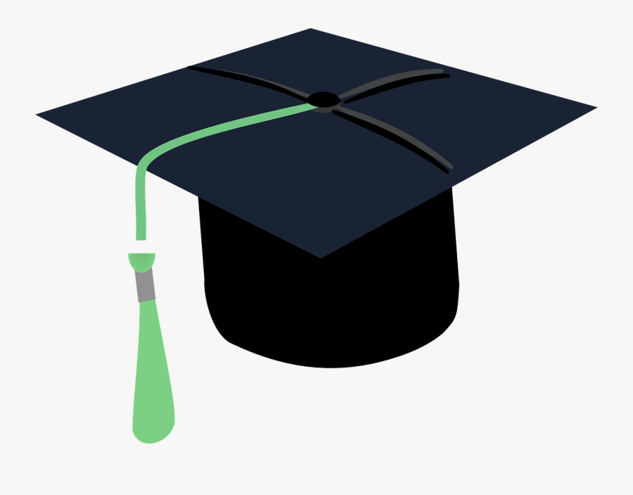 Graduation Cap With Green Tassel, Transparent Clipart
