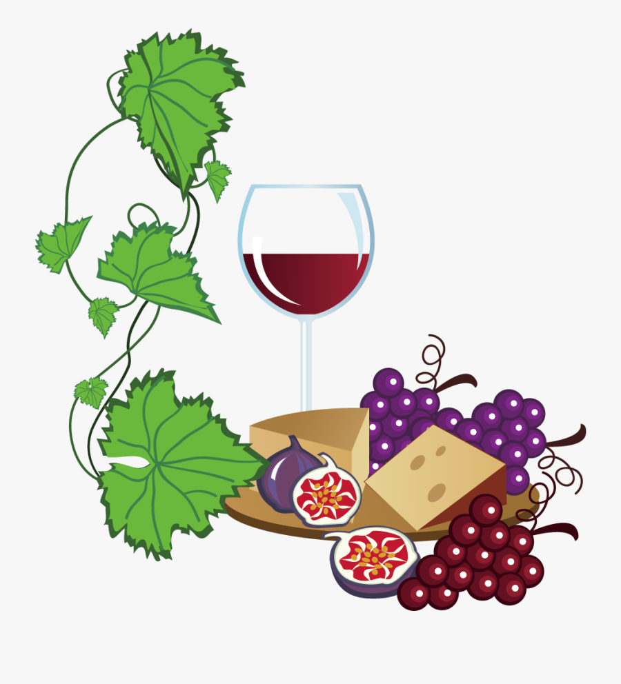 White Wine Common Grape Vine Free Content Clip Art - Wine And Cheese Border, Transparent Clipart