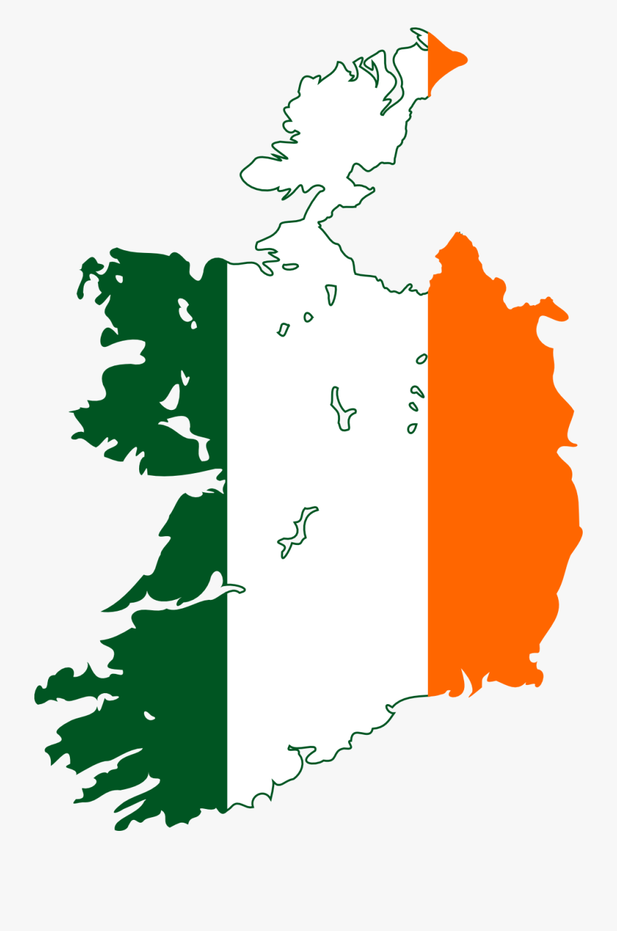 Ireland Flag Map, Transparent Clipart