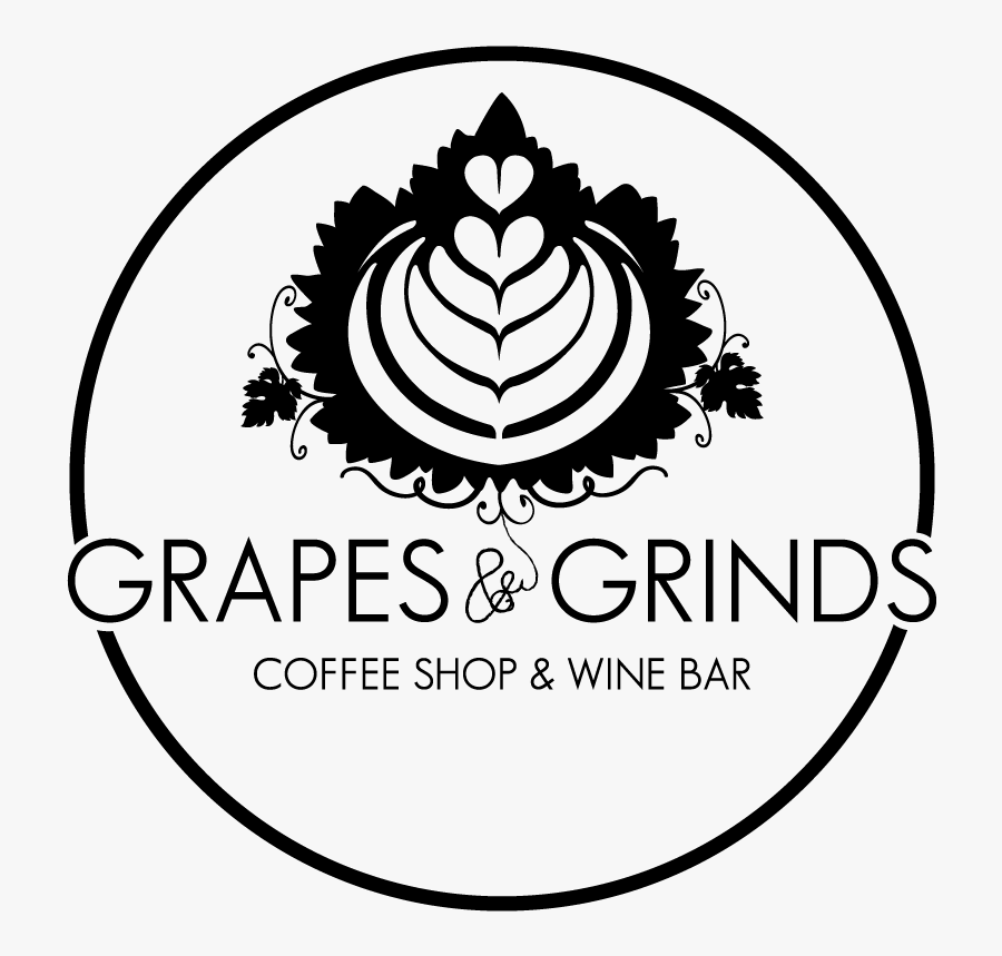 Grapes & Grinds cooffee Shop And Wine Bar - Coffee And Wine Shop Logo, Transparent Clipart