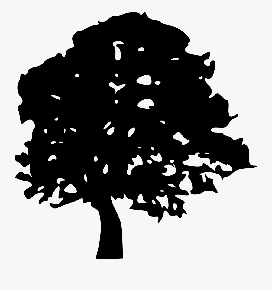 Black - And - White - Oak - Tree - Clipart - Tree Silhouette Png Cartoon, Transparent Clipart