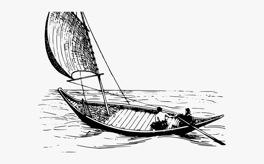 Boat With Man & Sail Clipart, Transparent Clipart