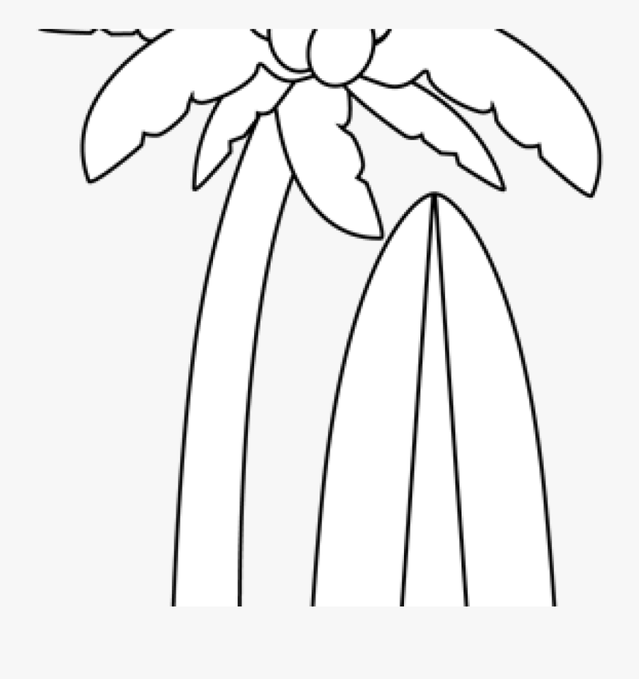 Palm Tree Clipart Black And White Black And White Surfboard - Illustration, Transparent Clipart