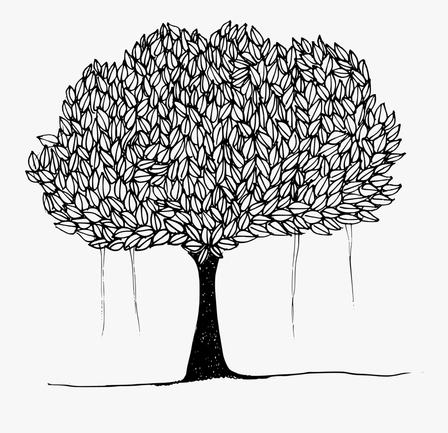 Tree With Leaves Clip Art Black And White Library - Tree With Leaves Clipart Black And White, Transparent Clipart