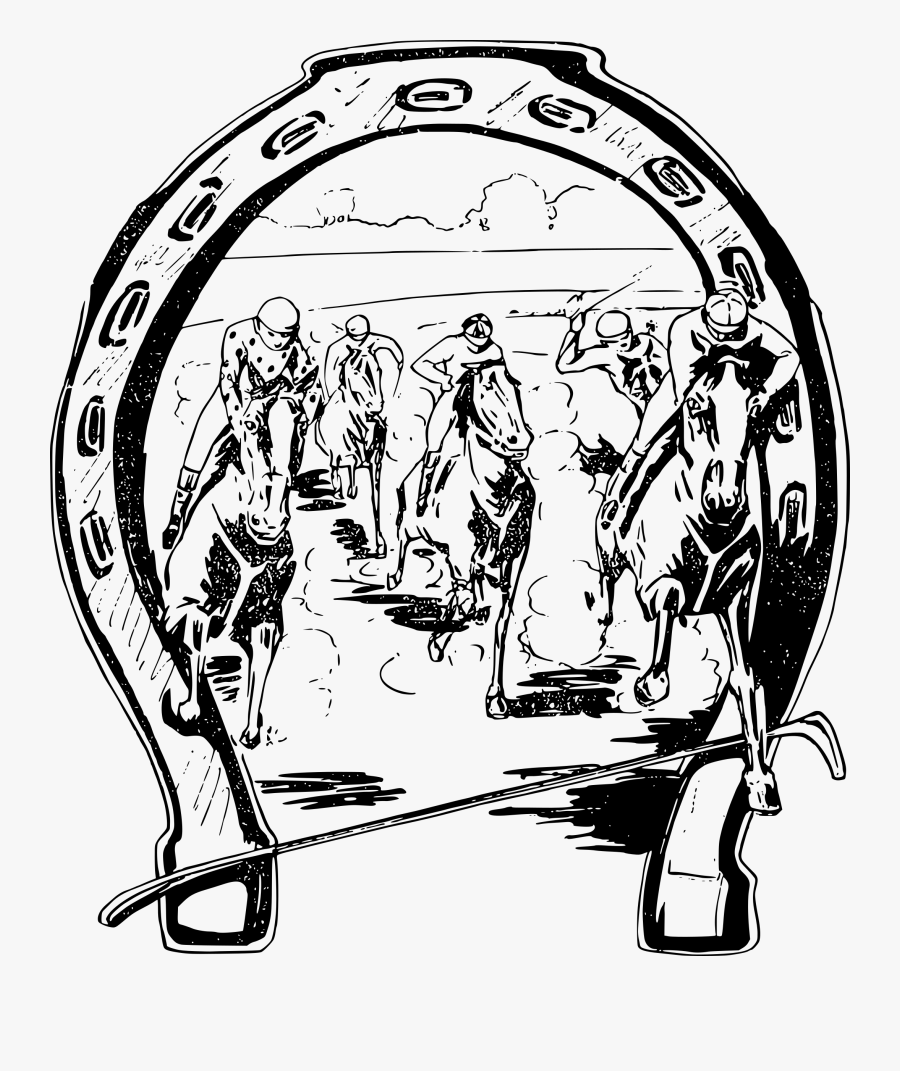 Horseshoe Clip Arts - Horse Racing Clip Art Black And White, Transparent Clipart