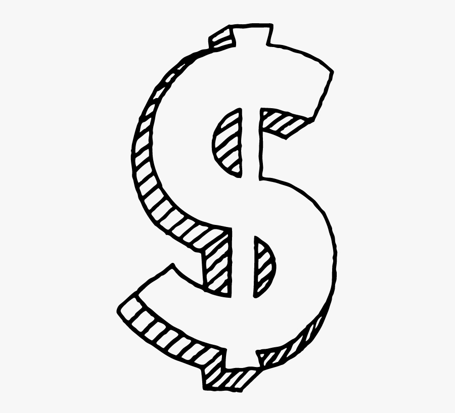 Cash Drawing Sign - Dollar Sign Drawing Png, Transparent Clipart