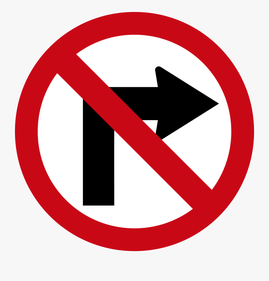 No Turn Right - No Turn Right Sign, Transparent Clipart