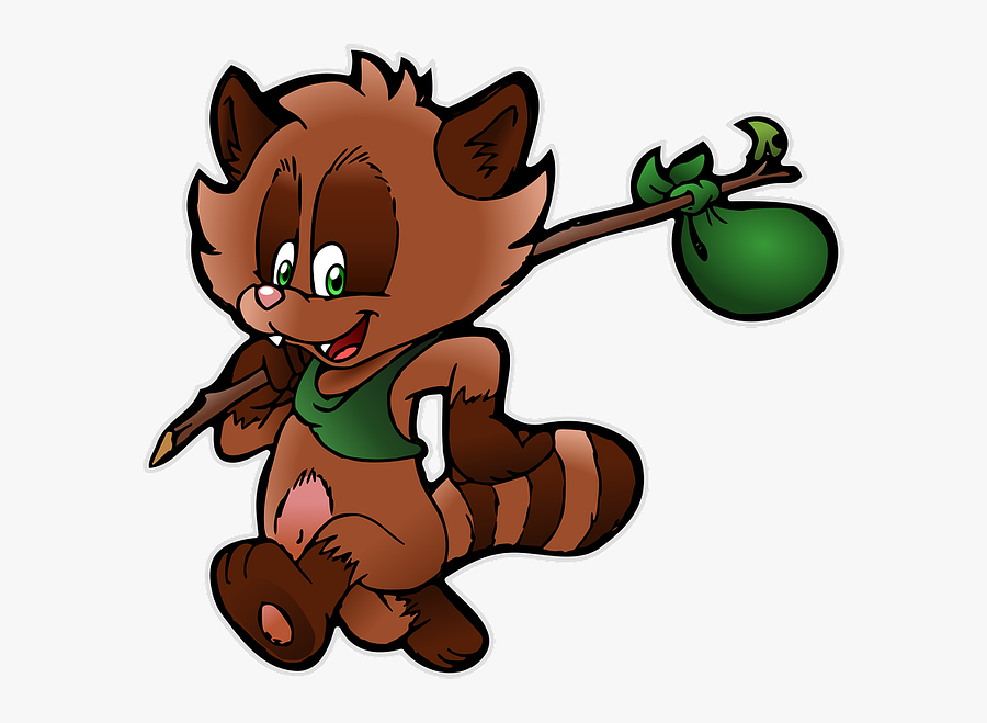 Raccoon, Coon, Walking, Hiking, Nature - Tanuki Clip Art, Transparent Clipart