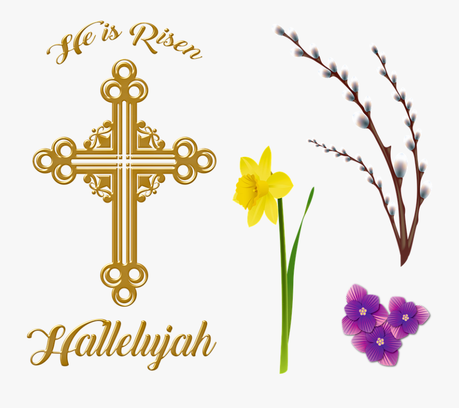 Cross,symbol,clip Art,religious Item,plant,graphics - Religious Easter, Transparent Clipart