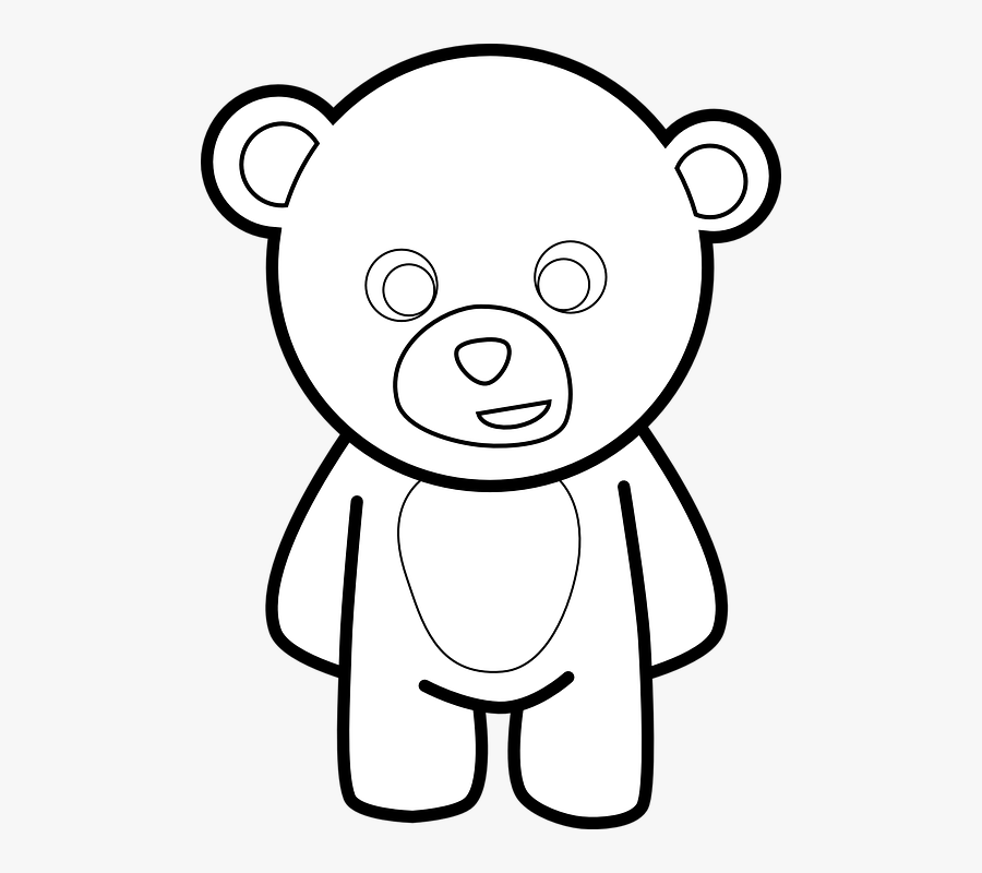 Teddy, Bear, Teddybear, Black, Outline, Cute - Teddy Bear Outline, Transparent Clipart
