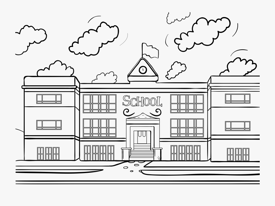 Transparent Library Building Clipart Black And White - Colouring Pages Of School, Transparent Clipart