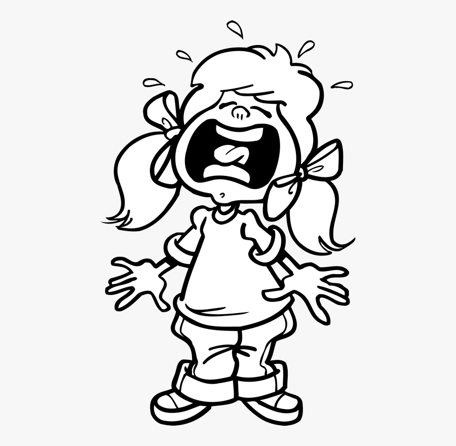 Crying Clipart Black And White - Girl Crying Clipart Black And White, Transparent Clipart