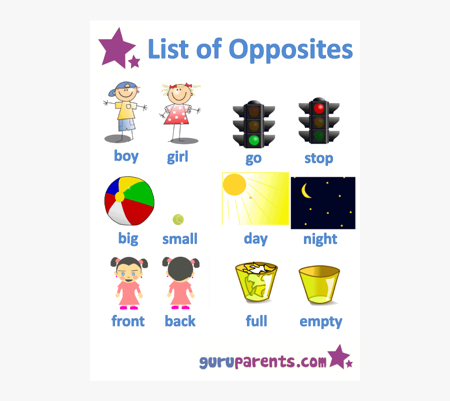 Opposites - Preschool Opposites, Transparent Clipart