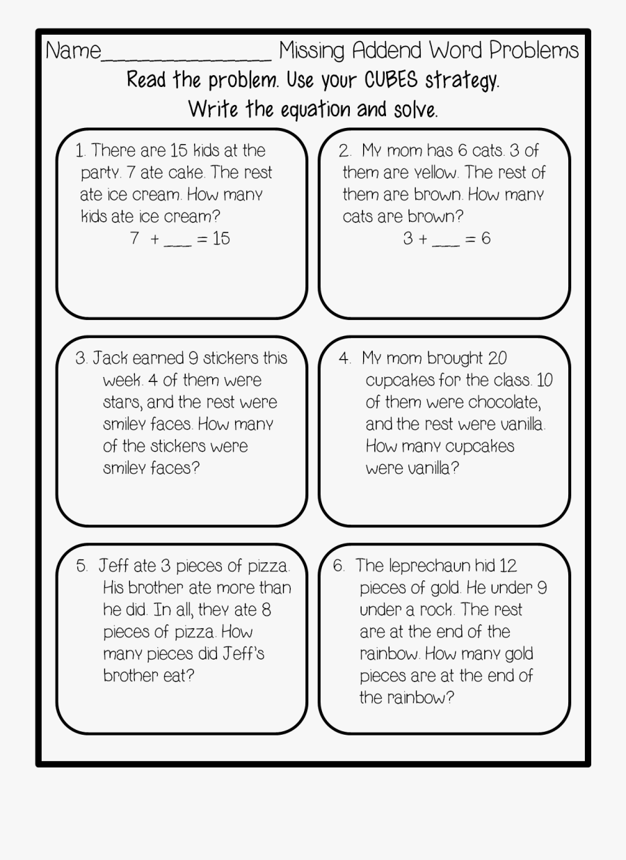 First Grade Fairytales - First Grade 3 Addend Word Problems, Transparent Clipart