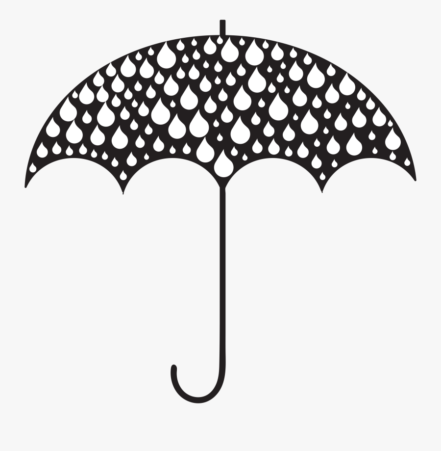 Rain Drops Umbrella Silhouette Icons Png - Umbrella With Raindrops Clipart, Transparent Clipart