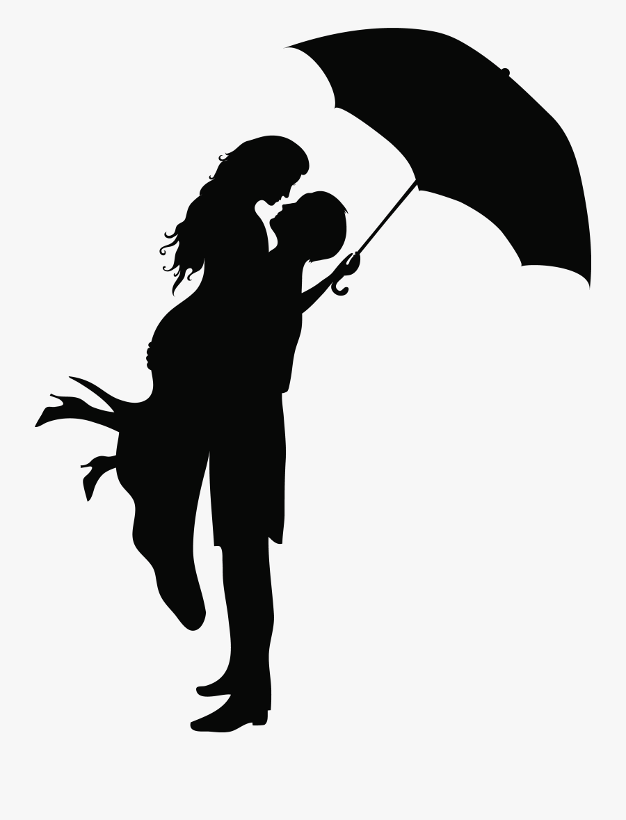 Romantic Couple Silhouettes Png Clip Art Image, Transparent Clipart