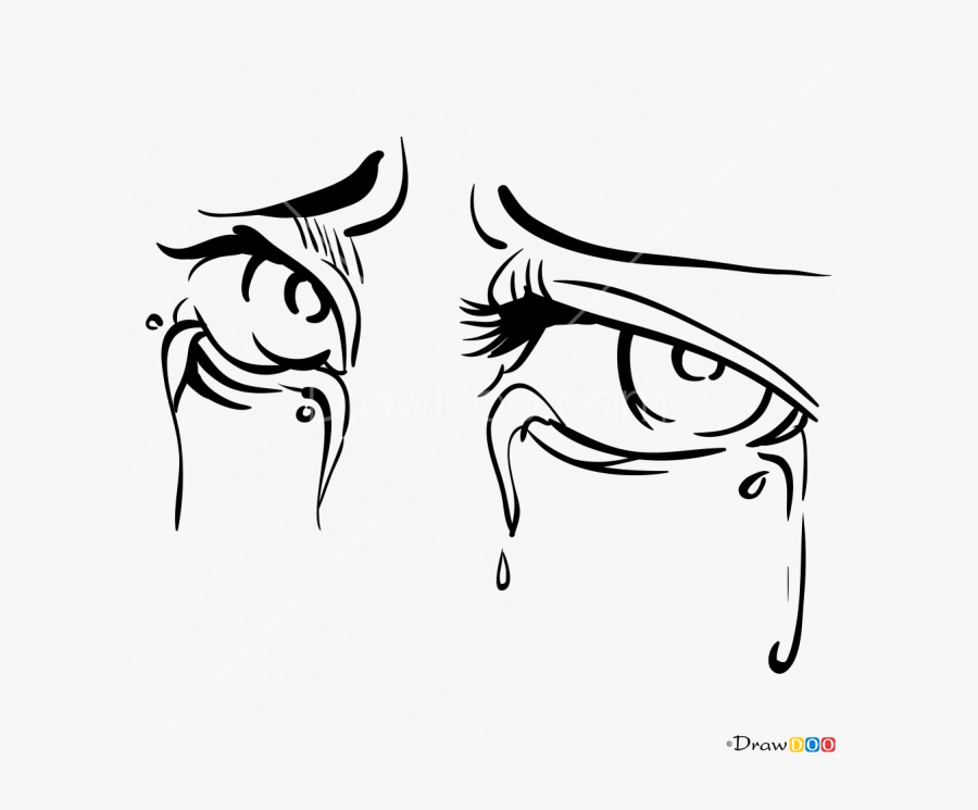 Clip Art Drawing Of Crying Eyes - Cartoon Crying Eyes Drawing, Transparent Clipart