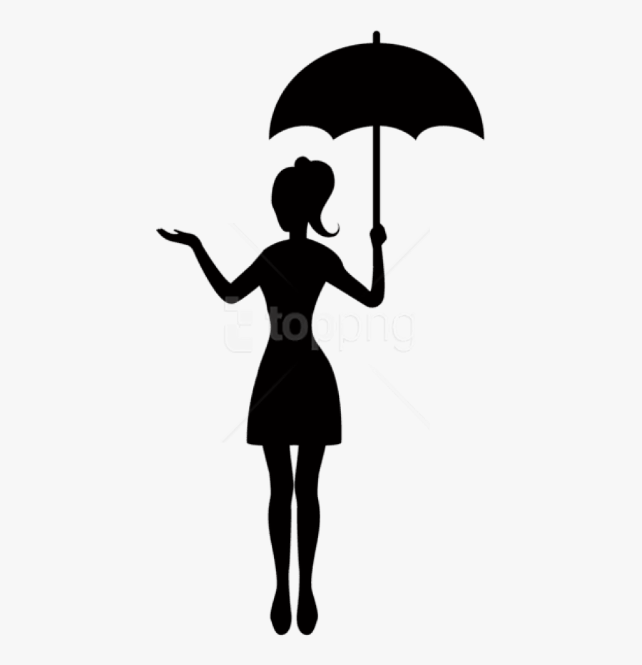 Free Png Girl With Umbrella Silhouette Png - Silhouette Of Girl Holding Umbrella, Transparent Clipart