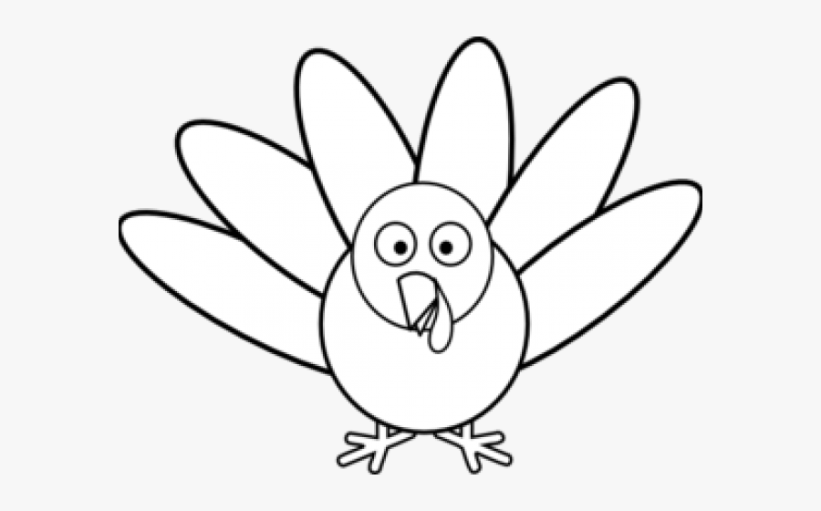Turkey Feathers Clipart - Turkey Outline Clipart Black And White, Transparent Clipart