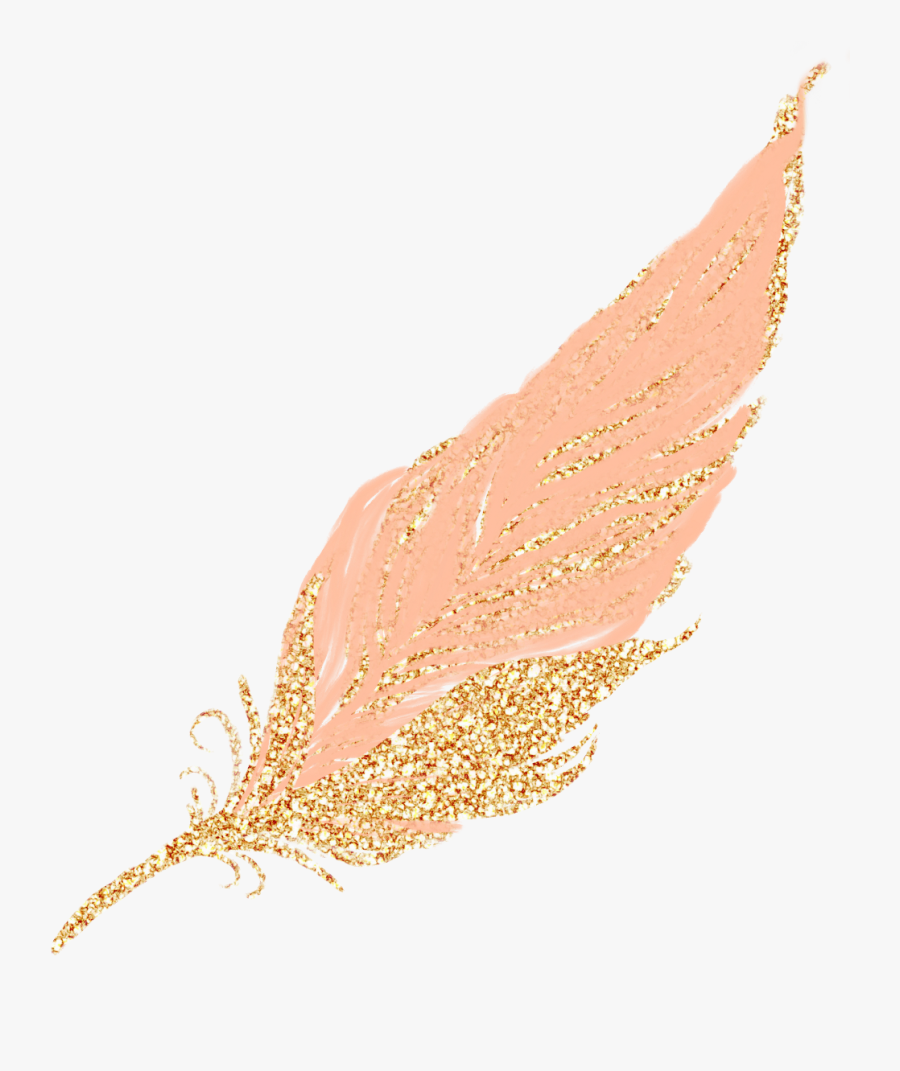 Clip Art Feather Pastel Golden Gold - Rose Gold Transparent Background Glitter, Transparent Clipart